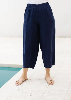 100% Linen Wide Leg Pant Navy