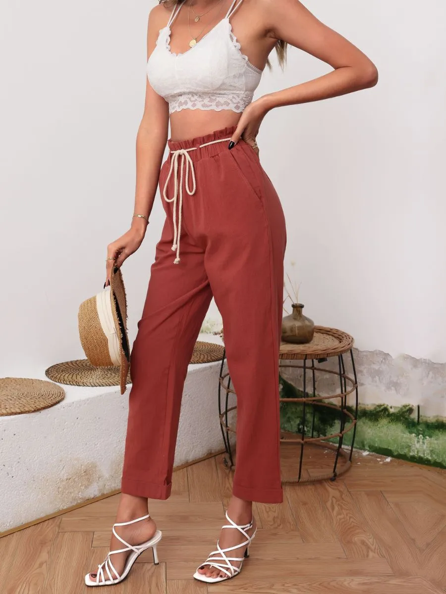 ALMA LINEN PANTS - RUST