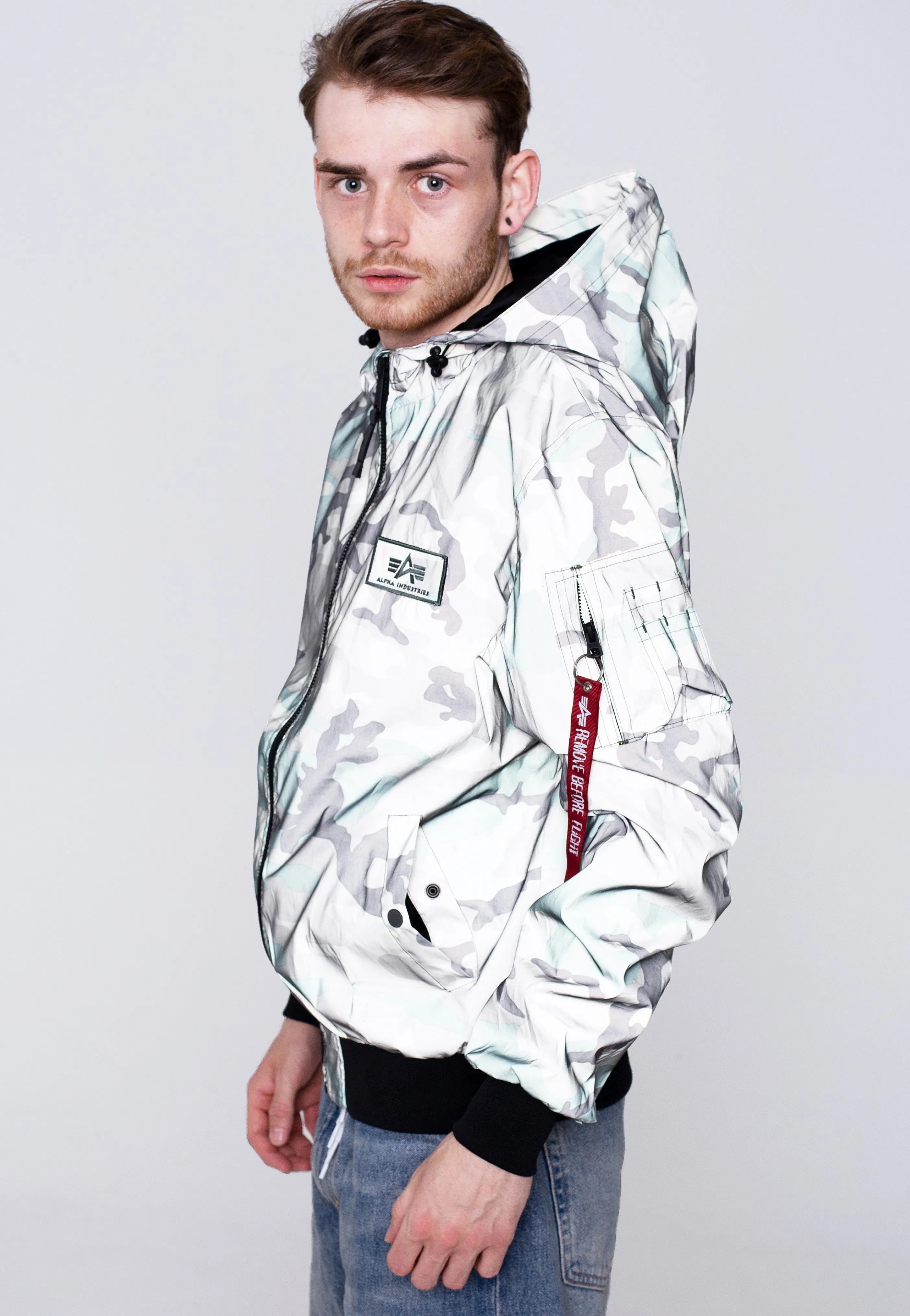 Alpha Industries - MA 1 LW Hooded Refl. Camo Woodland Camo - Jacket