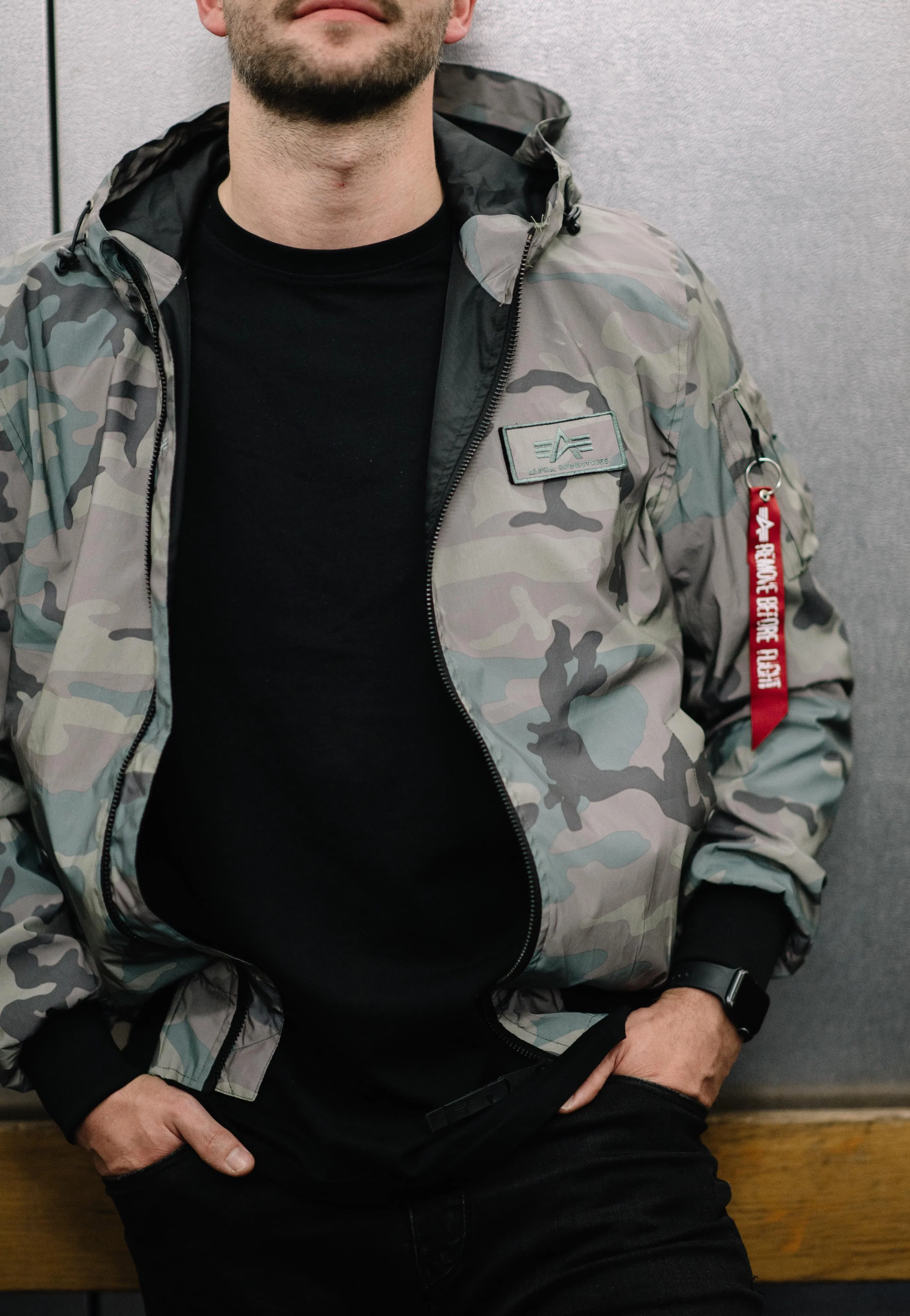 Alpha Industries - MA 1 LW Hooded Refl. Camo Woodland Camo - Jacket