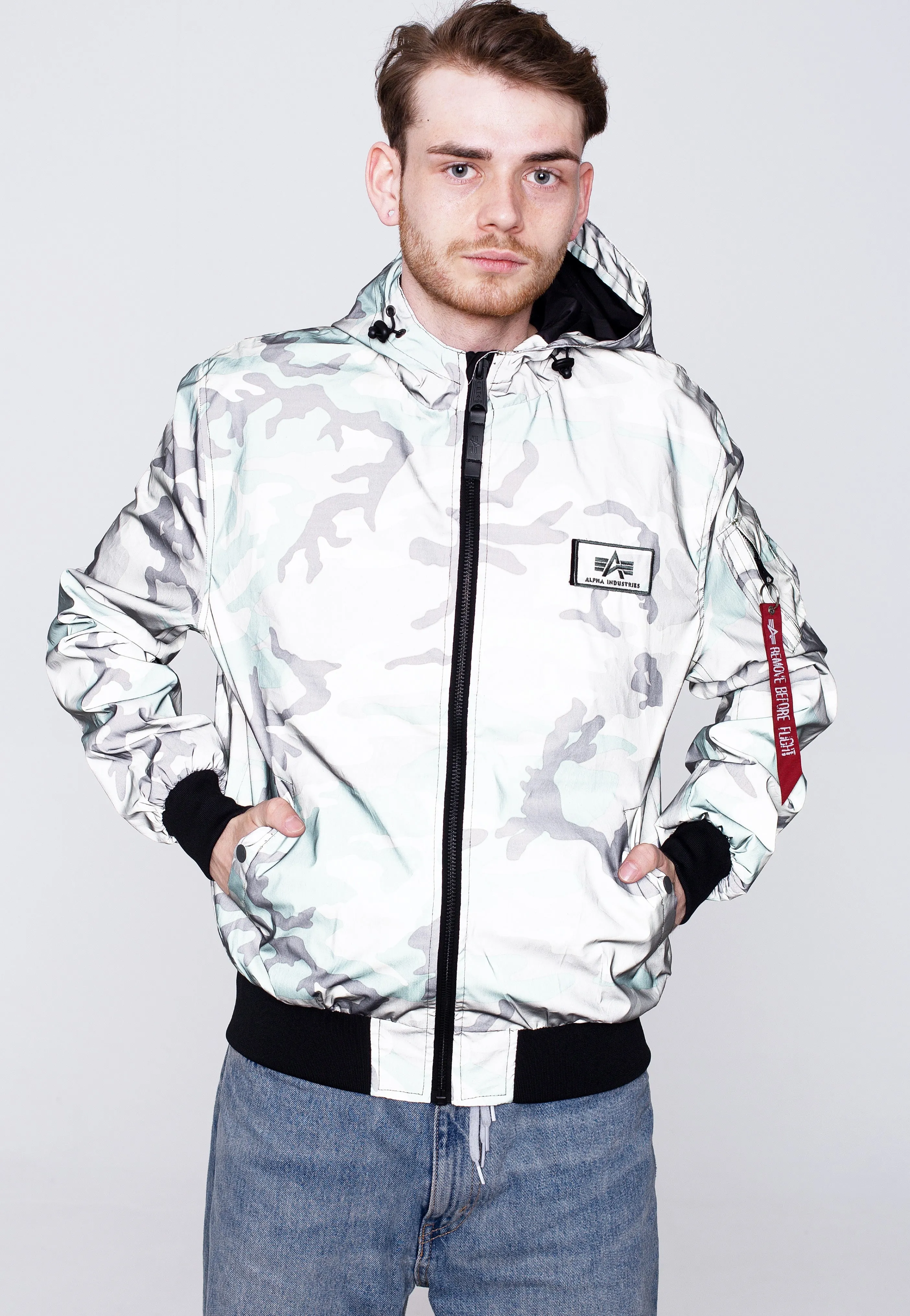 Alpha Industries - MA 1 LW Hooded Refl. Camo Woodland Camo - Jacket