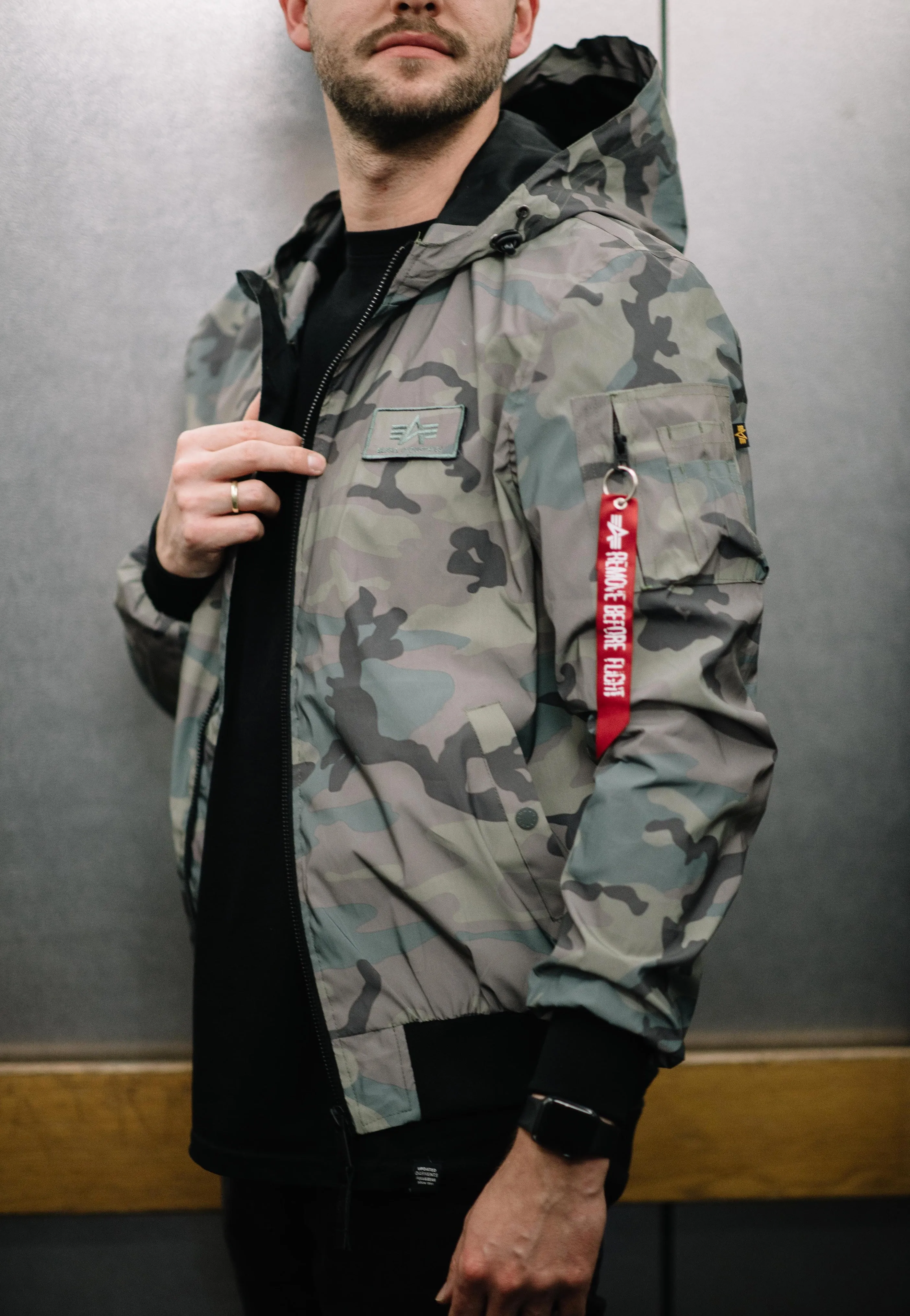 Alpha Industries - MA 1 LW Hooded Refl. Camo Woodland Camo - Jacket