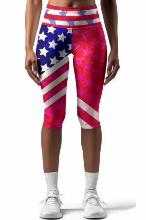 Americana Ellie Geometric Print Performance Yoga Capri Leggings Women