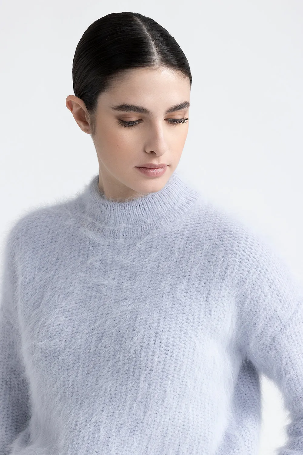 Angora wool yarn sweater