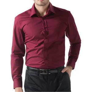 Autumn Spring Mens Stylish Shirts Slim Fit Men's Dress Shirts Long Sleeve Casual Tops Camisa Masculina