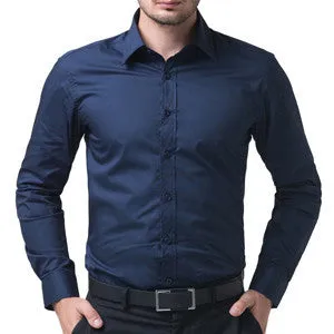 Autumn Spring Mens Stylish Shirts Slim Fit Men's Dress Shirts Long Sleeve Casual Tops Camisa Masculina