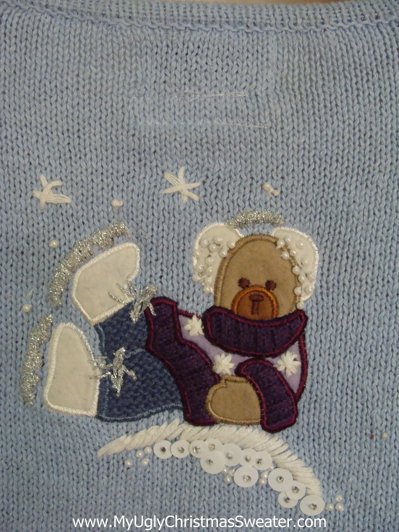 Baby Blue Bears Light Up Ugly Xmas Sweater Vest