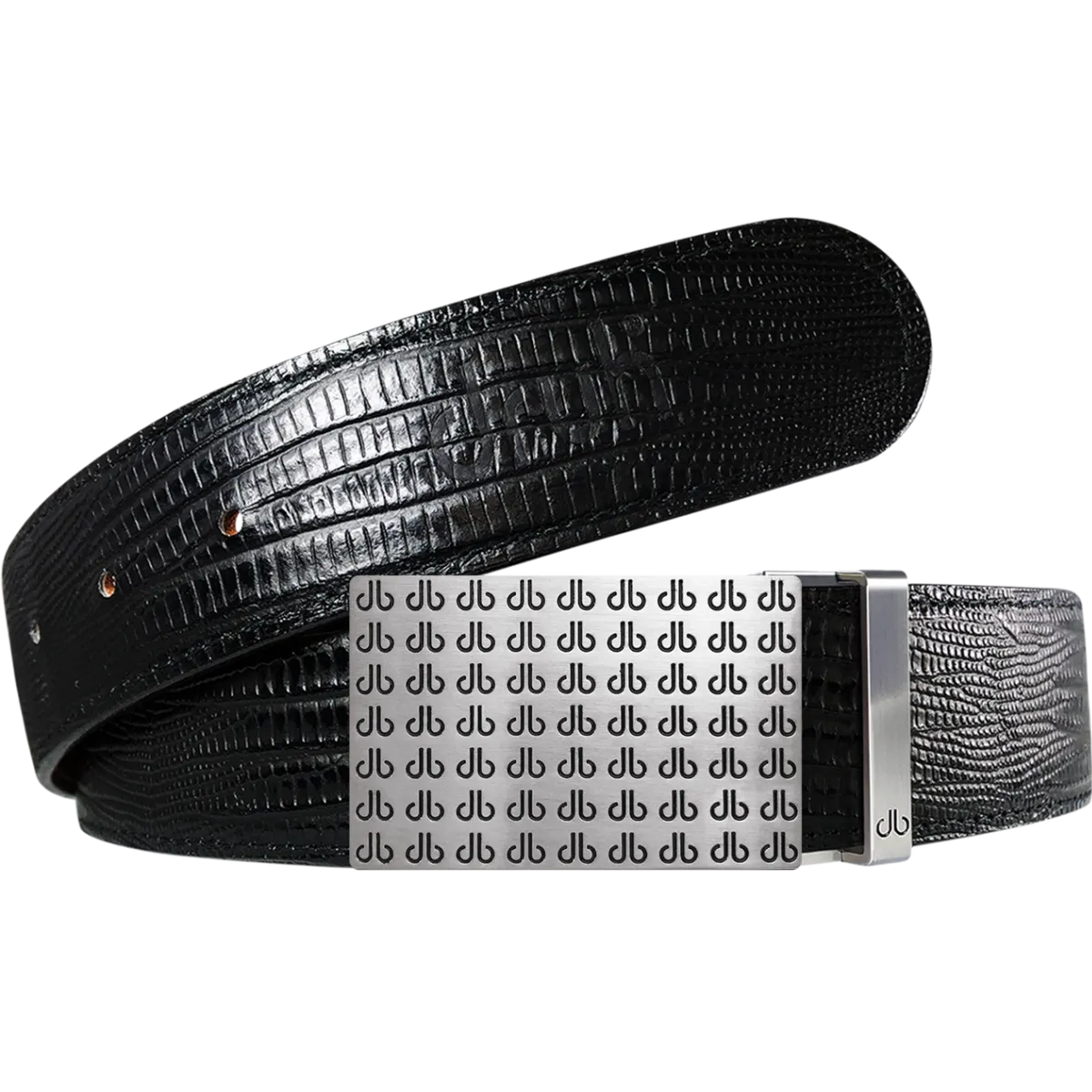 Black Lizard Textured Leather Belt with buckle