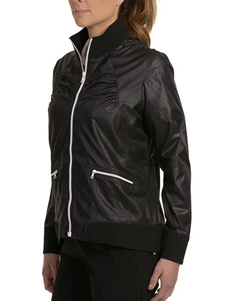 Black Shelby With White Zippers Bomber Jacket - FINAL SALE