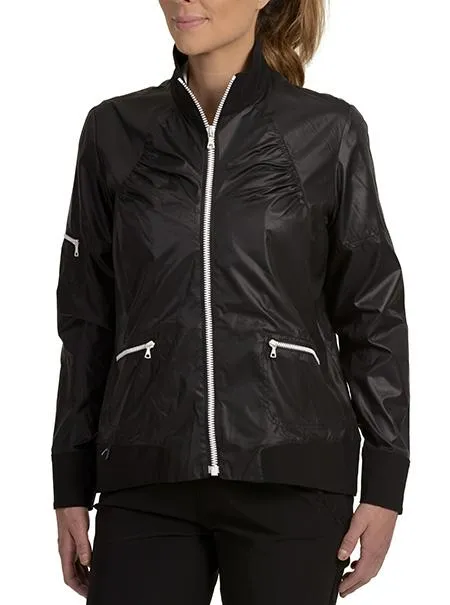 Black Shelby With White Zippers Bomber Jacket - FINAL SALE