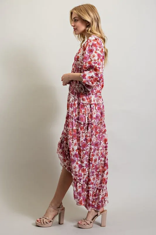 Bohemian High Low Floral Maxi Dress