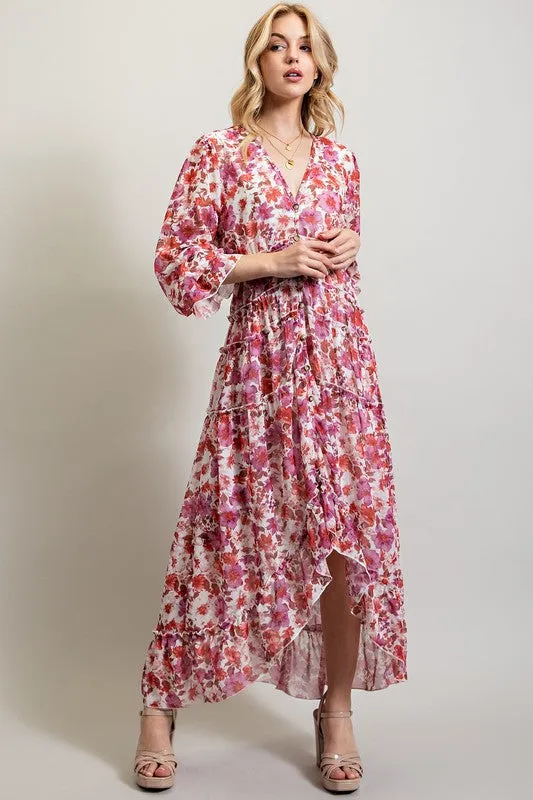 Bohemian High Low Floral Maxi Dress