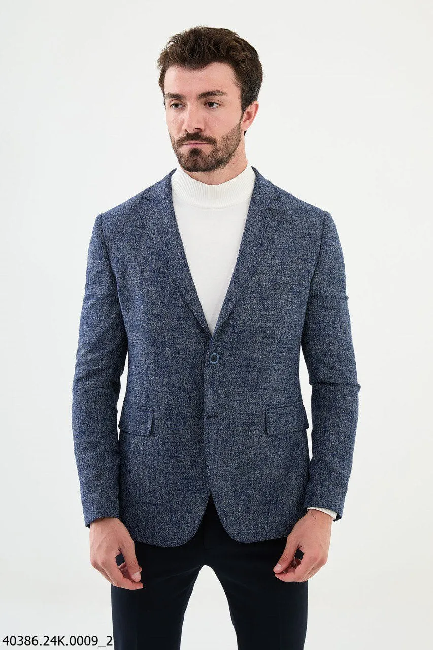 Bojoni Belmonte Slim Fit Navy Blue Wool Blazer