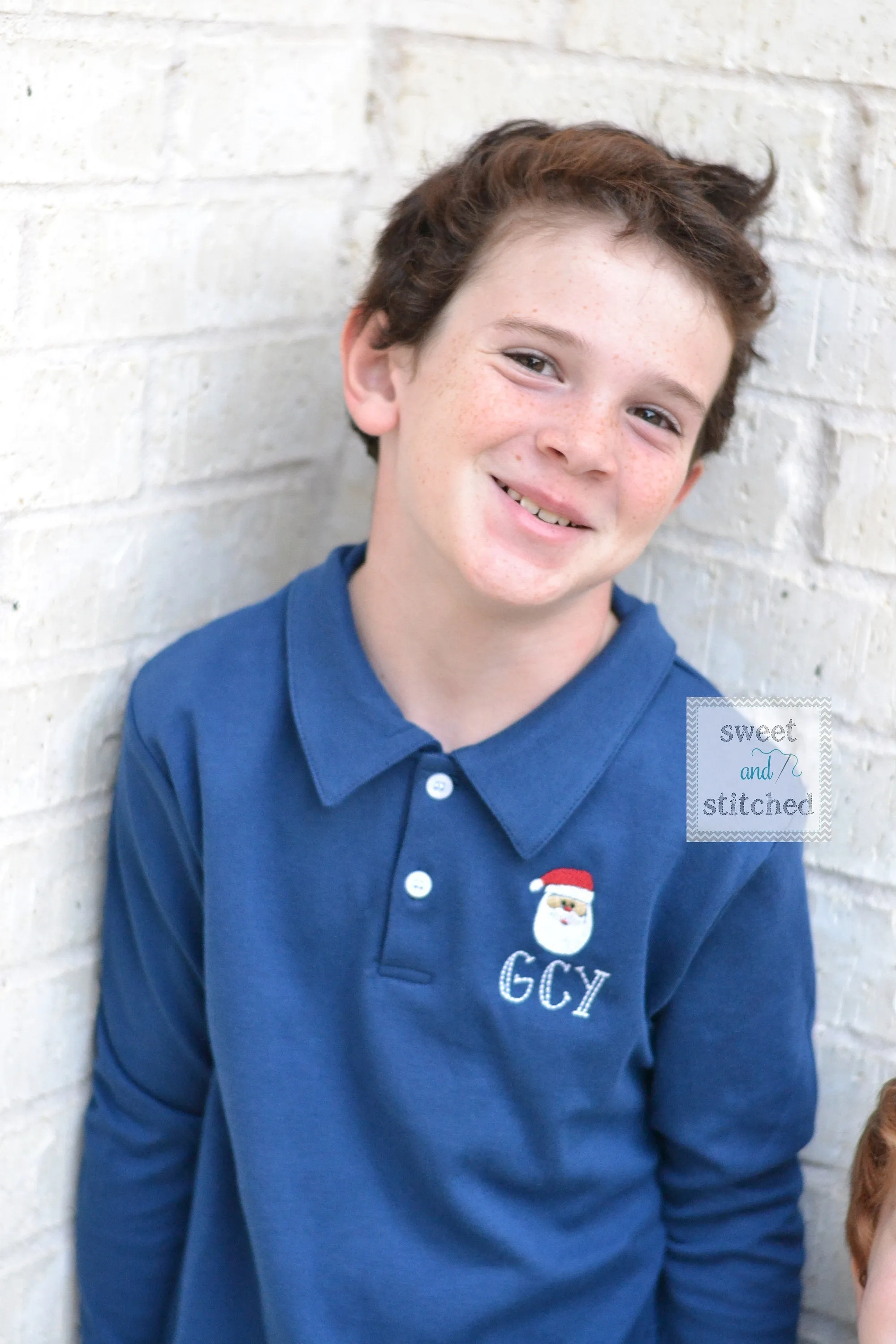 Boys Monogrammed Christmas polo style shirt, monogrammed Christmas dress shirt, Christmas outfit, monogrammed shirt for santa pictures