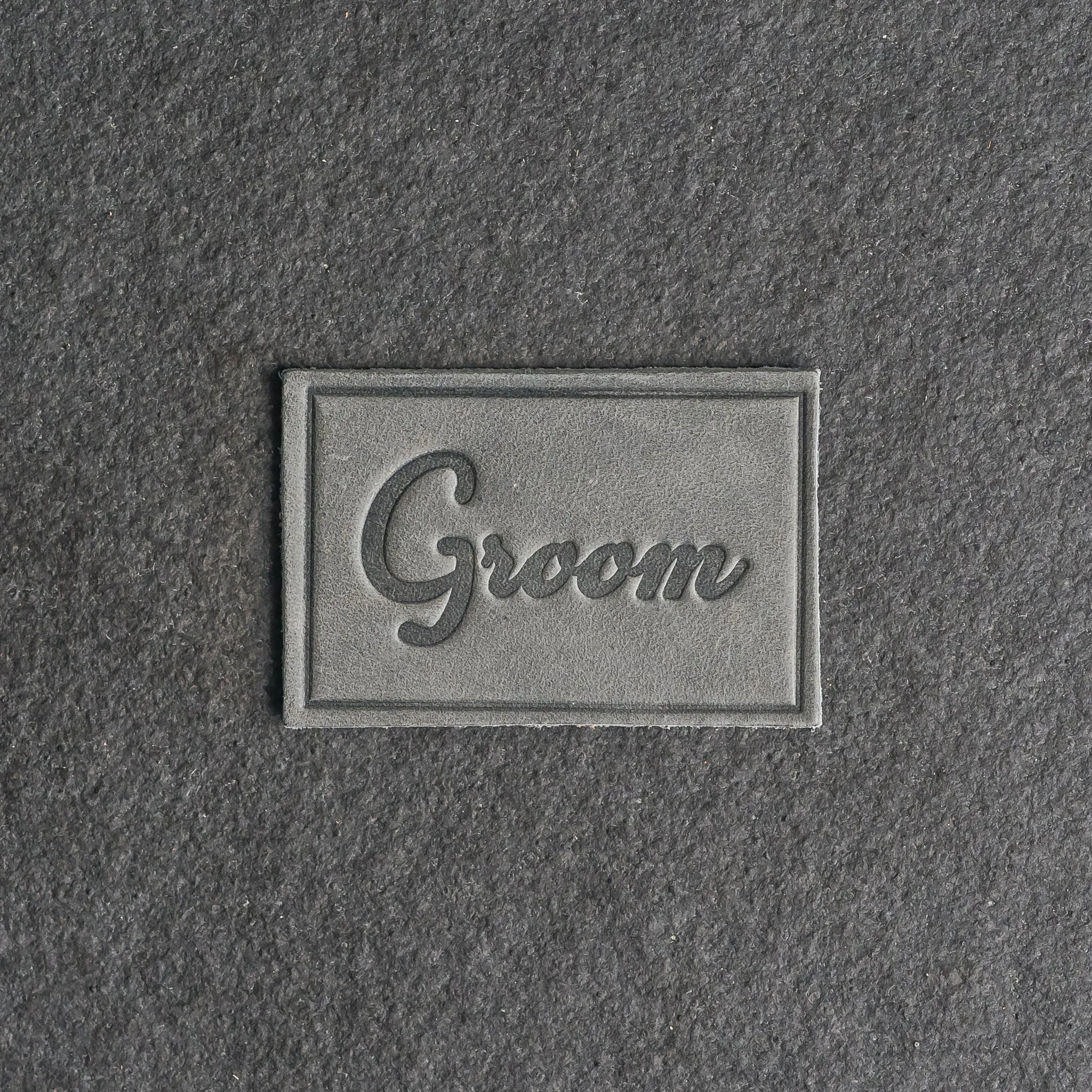 Bride & Groom Leather Patches with optional Velcro added - Cursive Font