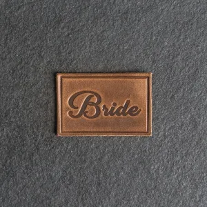 Bride & Groom Leather Patches with optional Velcro added - Cursive Font