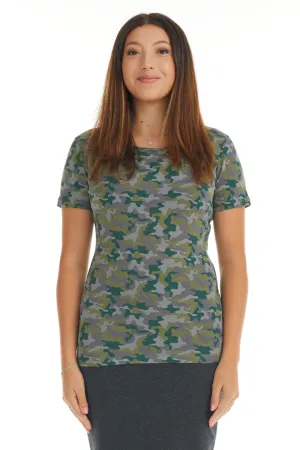 Camouflage Short Sleeve Crewneck T-Shirt for Women