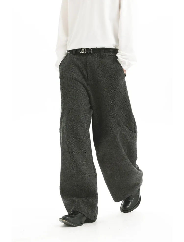 Checked Wool Wide Leg Pants