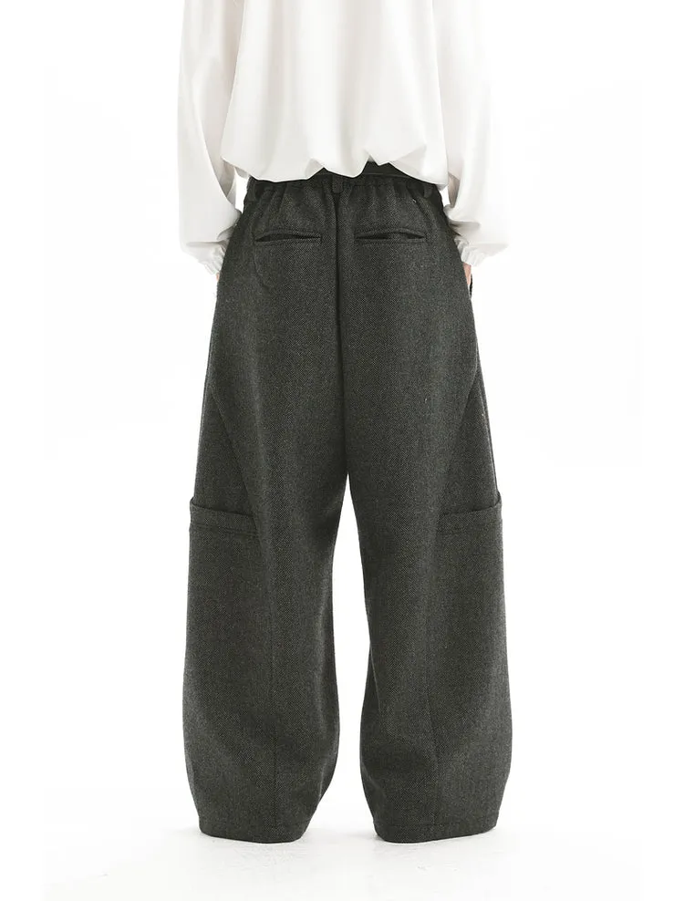 Checked Wool Wide Leg Pants