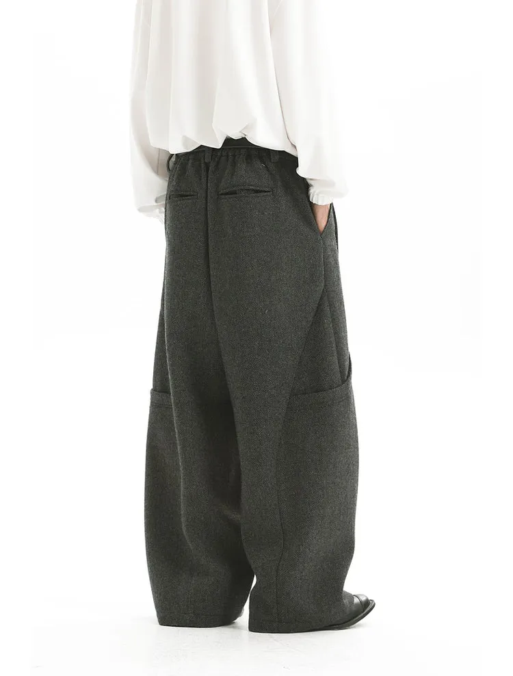 Checked Wool Wide Leg Pants