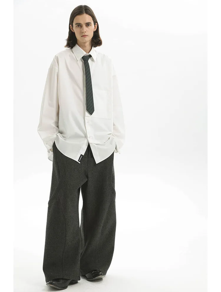 Checked Wool Wide Leg Pants