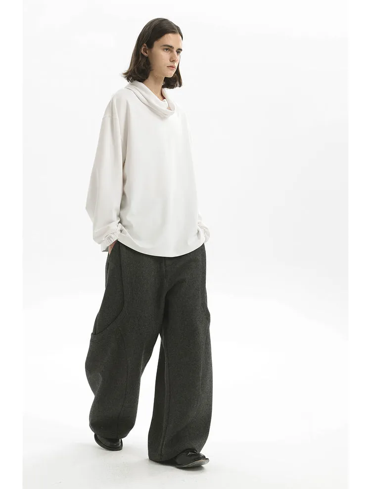 Checked Wool Wide Leg Pants