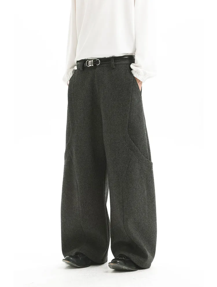 Checked Wool Wide Leg Pants