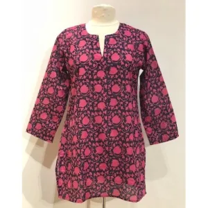 Cotton Tunic Top Pink Tulips