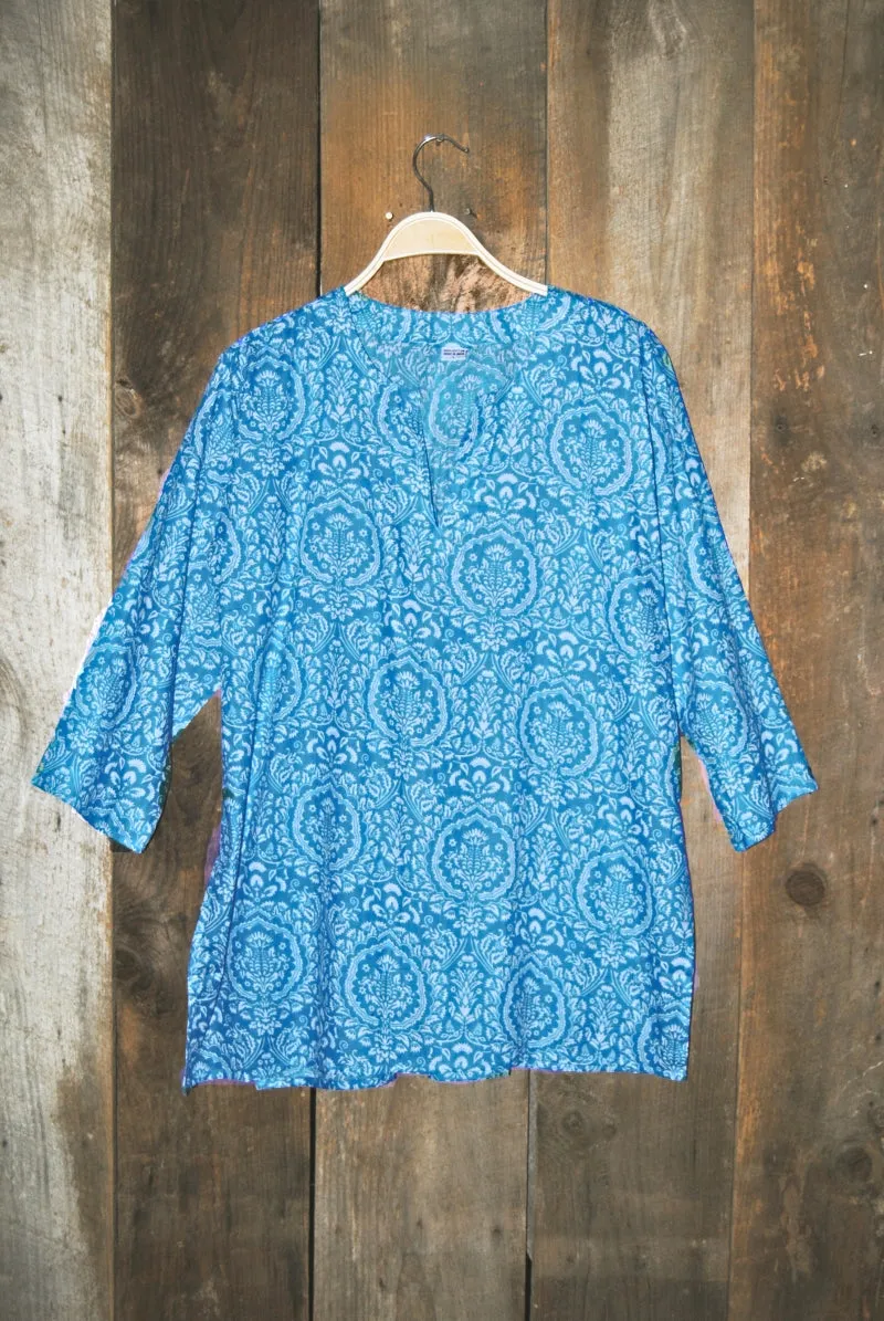 Cotton Tunic Top Tropical Turquoise