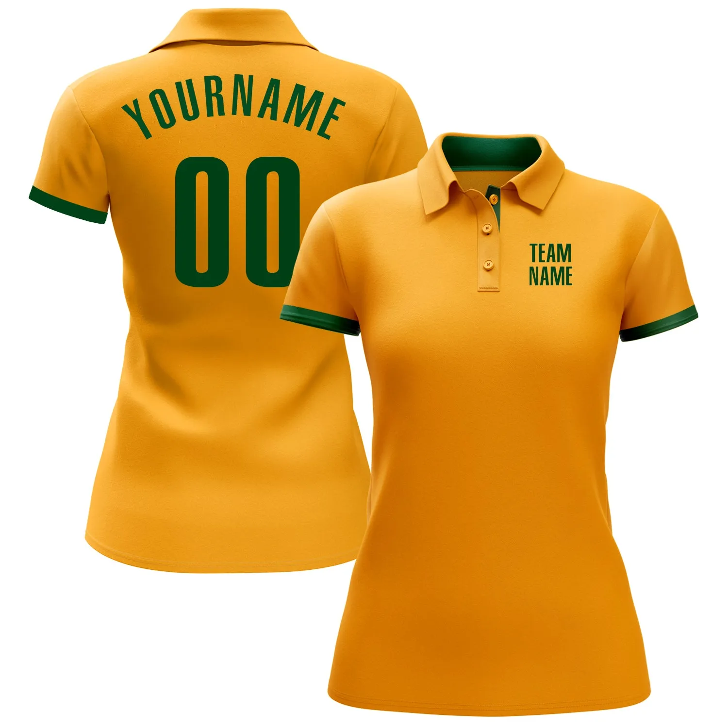 Custom Gold Green Performance Golf Polo Shirt