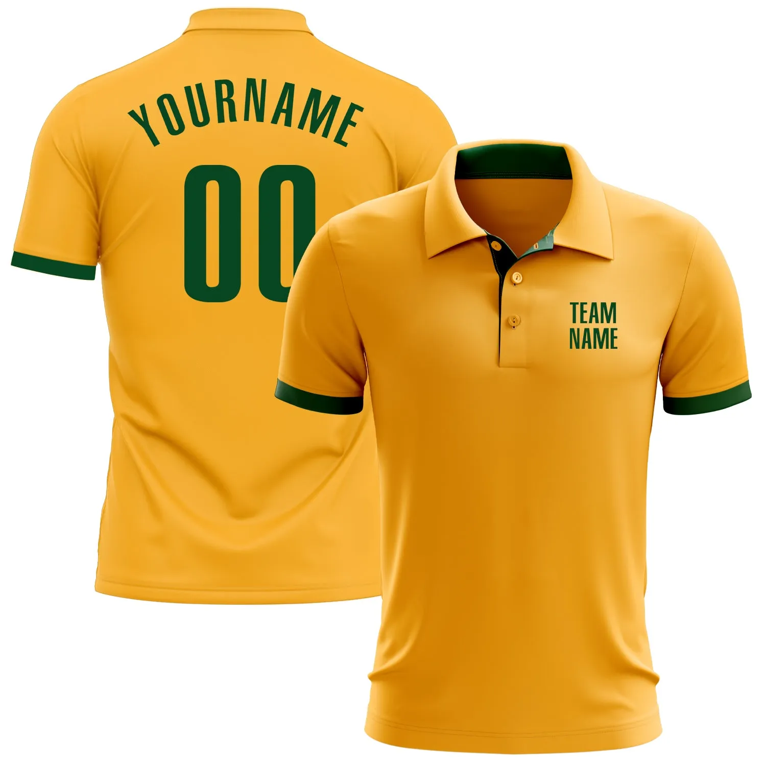 Custom Gold Green Performance Golf Polo Shirt