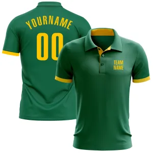 Custom Kelly Green Yellow Performance Golf Polo Shirt