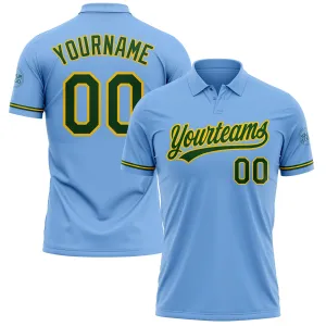 Custom Light Blue Green-Yellow Performance Vapor Golf Polo Shirt