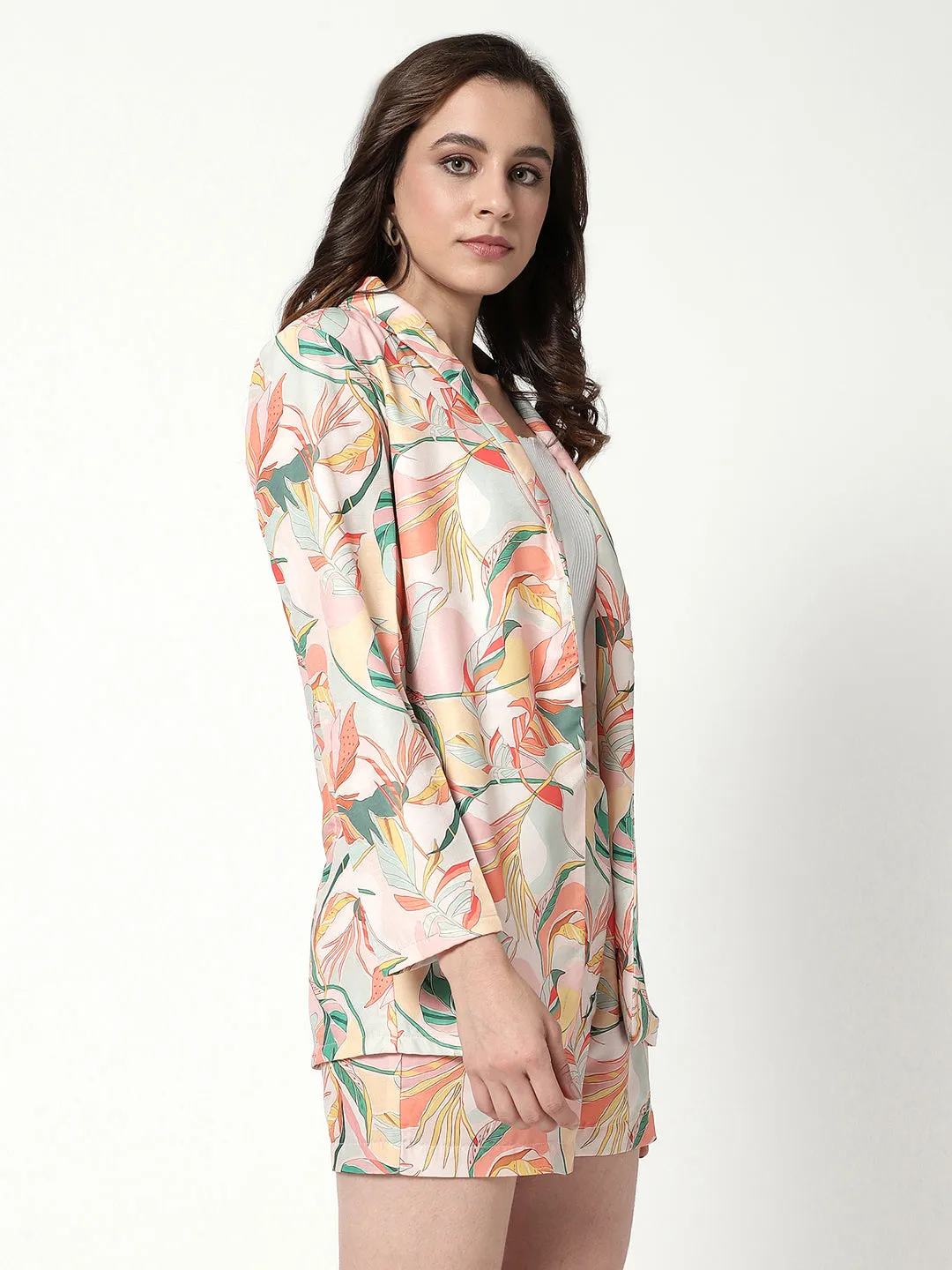 Digital Printed Front Open Blazer