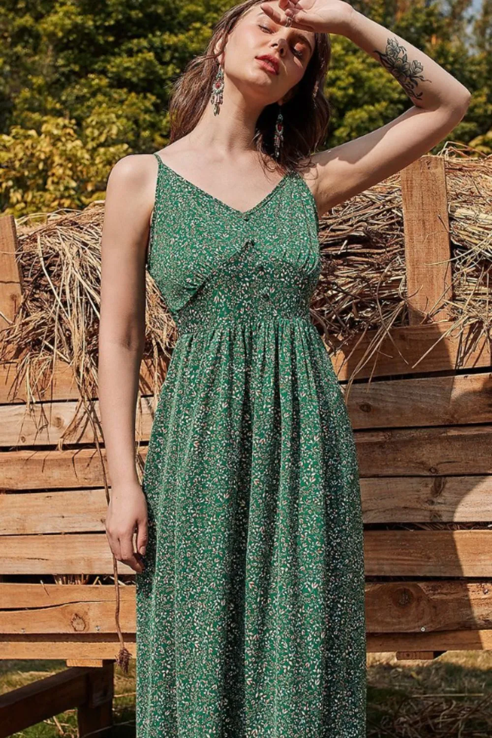 Ditsy Floral Spaghetti Strap Maxi Dress