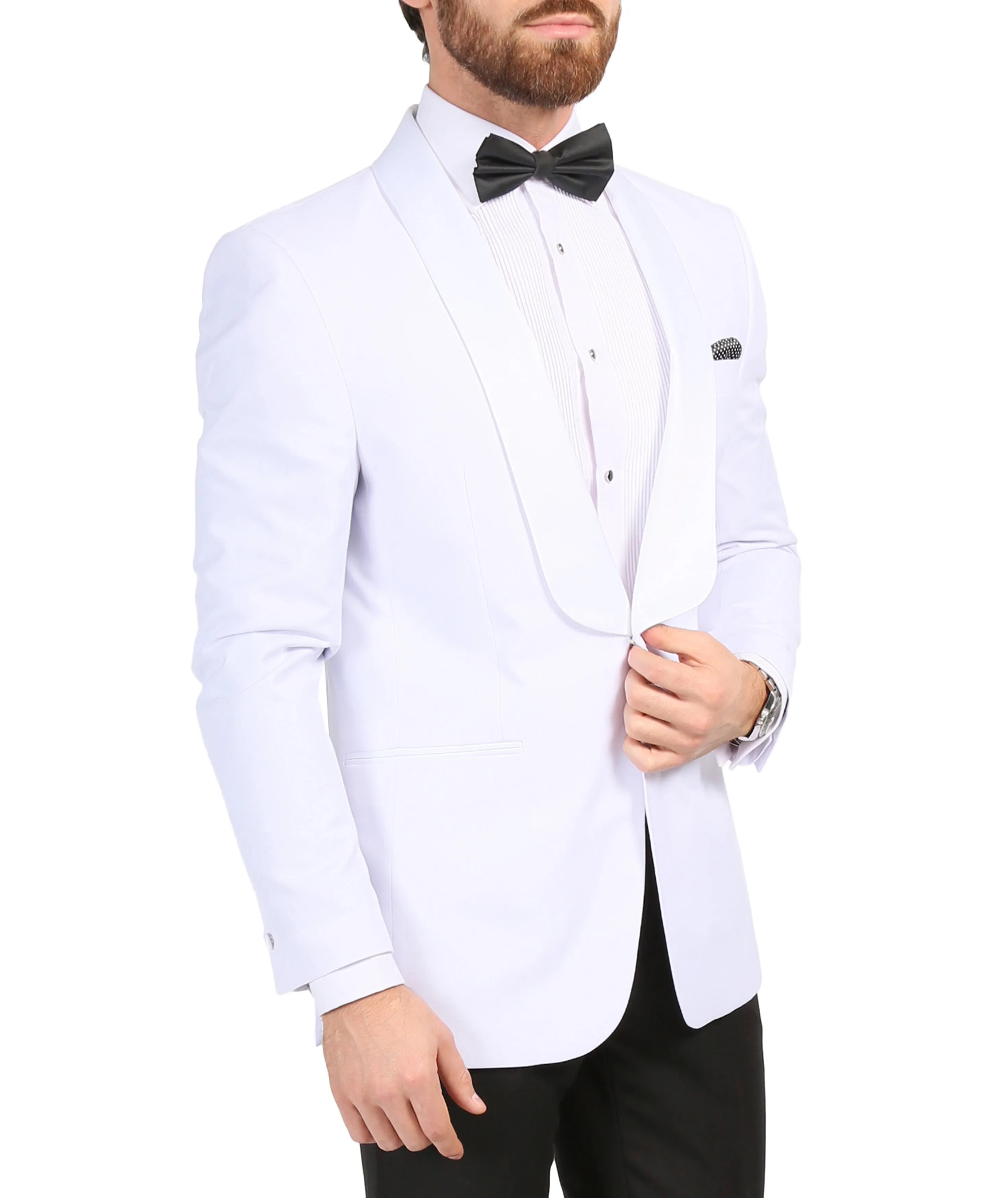 Ferrecci Men's Echo White Slim Fit Shawl Lapel Tuxedo Dinner Jacket