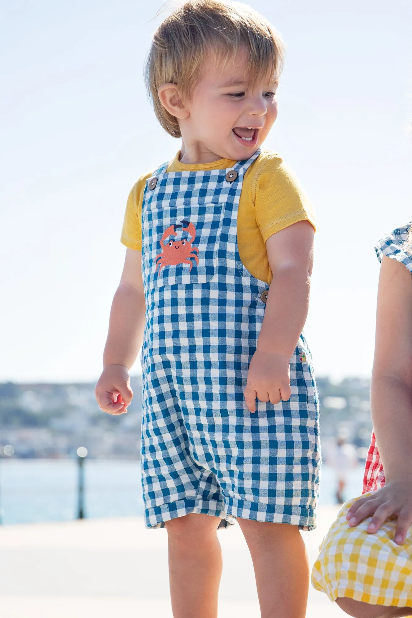 Frugi Alby Dungarees Check Crab