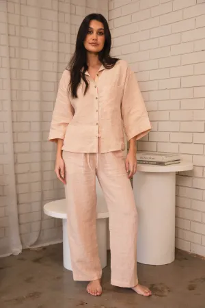 Fundamental Wide Leg Linen Pant - Blush