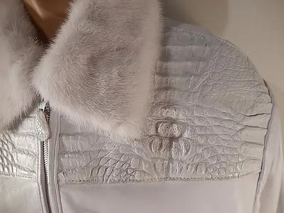 G Gator - White Crocodile Mink and Lambskin Jacket