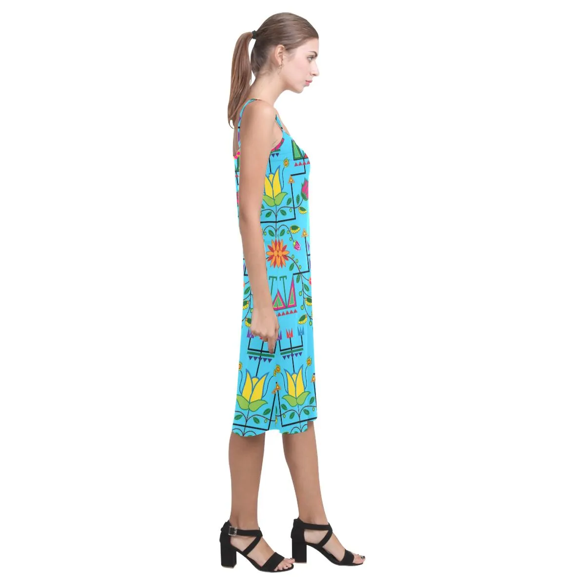 Geometric Floral Summer - Sky Blue Alcestis Slip Dress