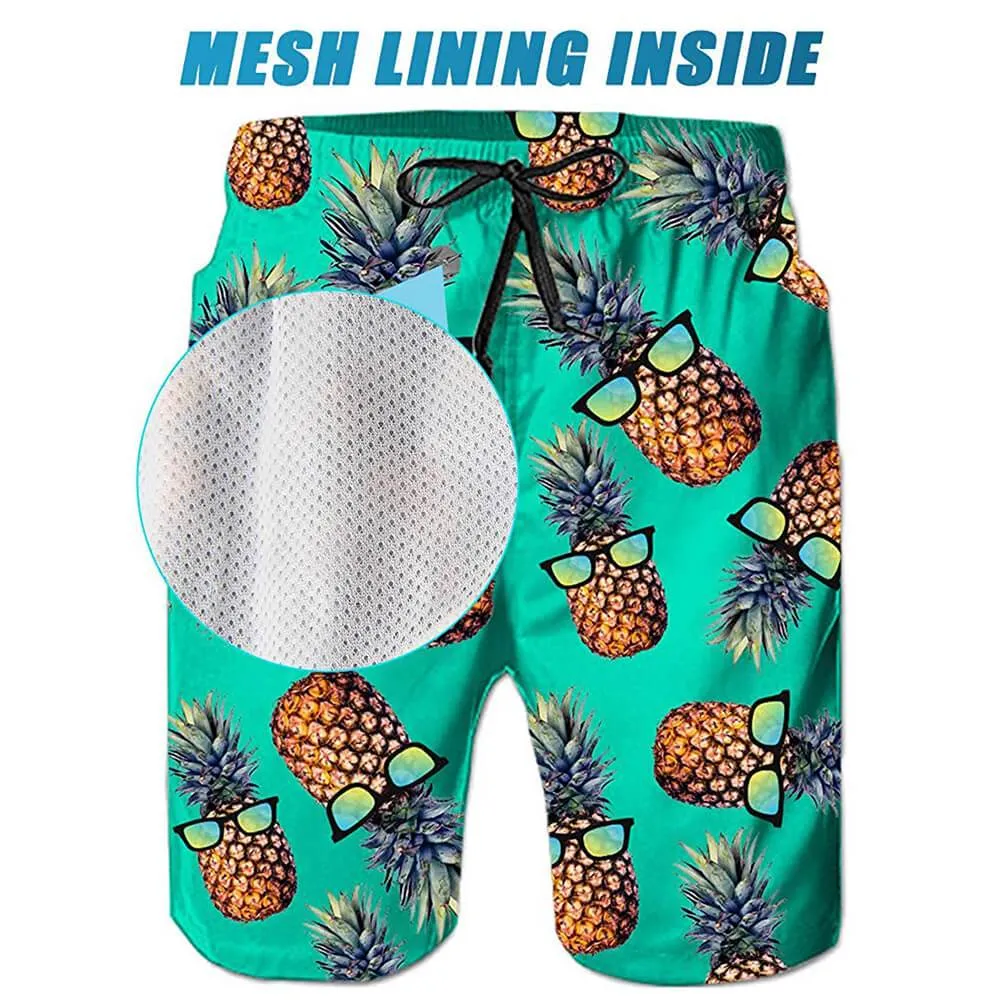 Green Pineapple Funny Swim Trunks