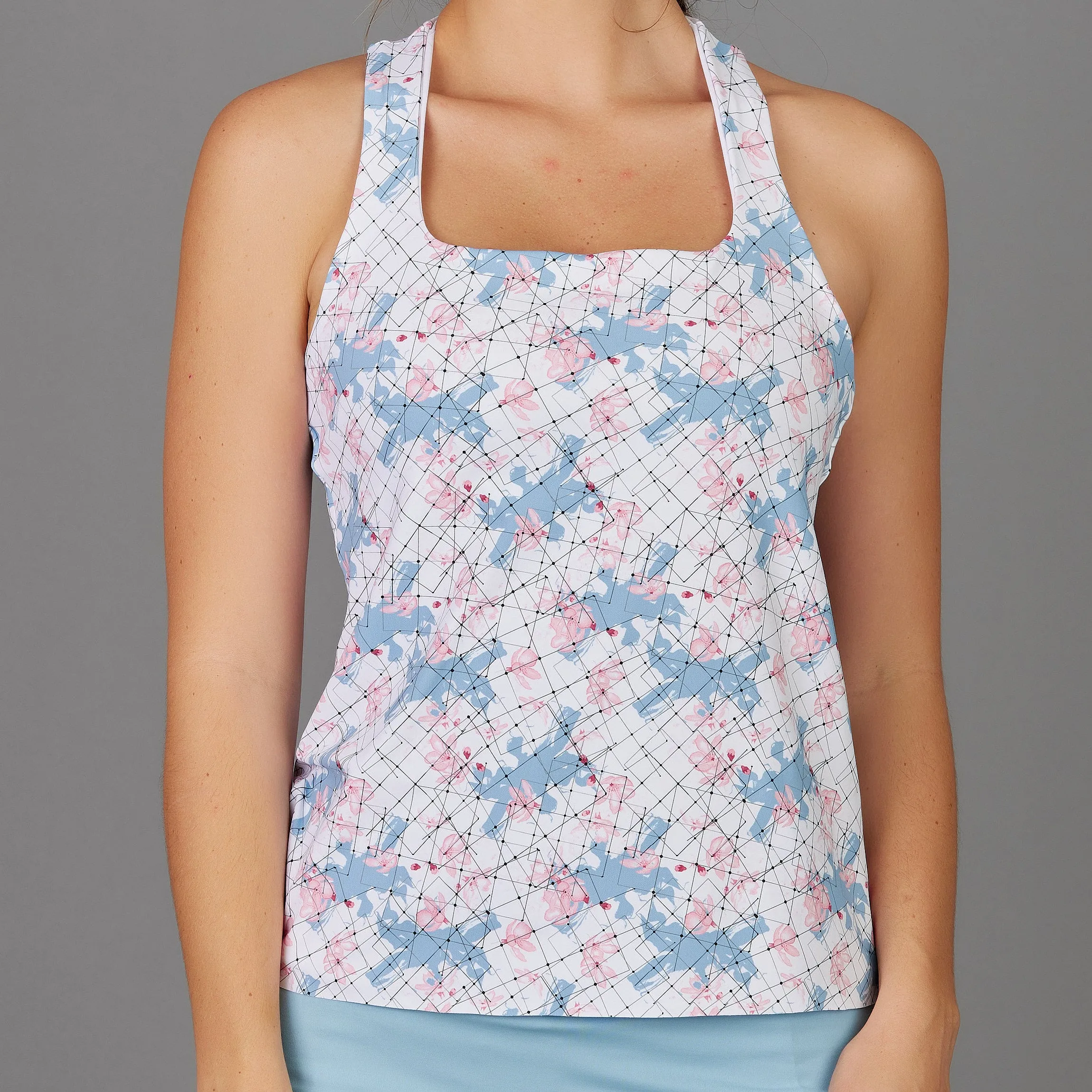 Grids Racerback Built-in Bra Top (print)