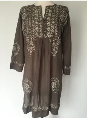 Hand Embroidered Tunic Tan