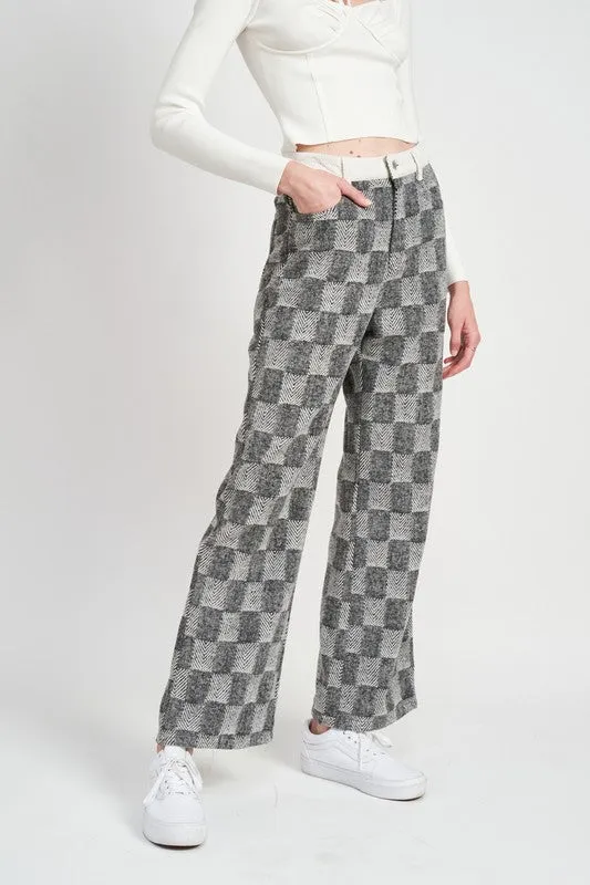 HAY BAE PLAID WIDE LEG PANTS