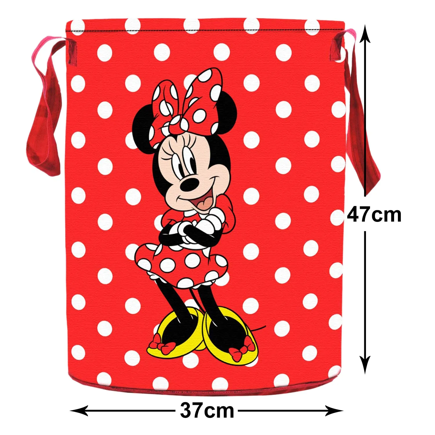 Heart Home Minnie Print Polyester Foldable Large Laundry basket with & Handle 45 liter -Pack of 2 (Red)