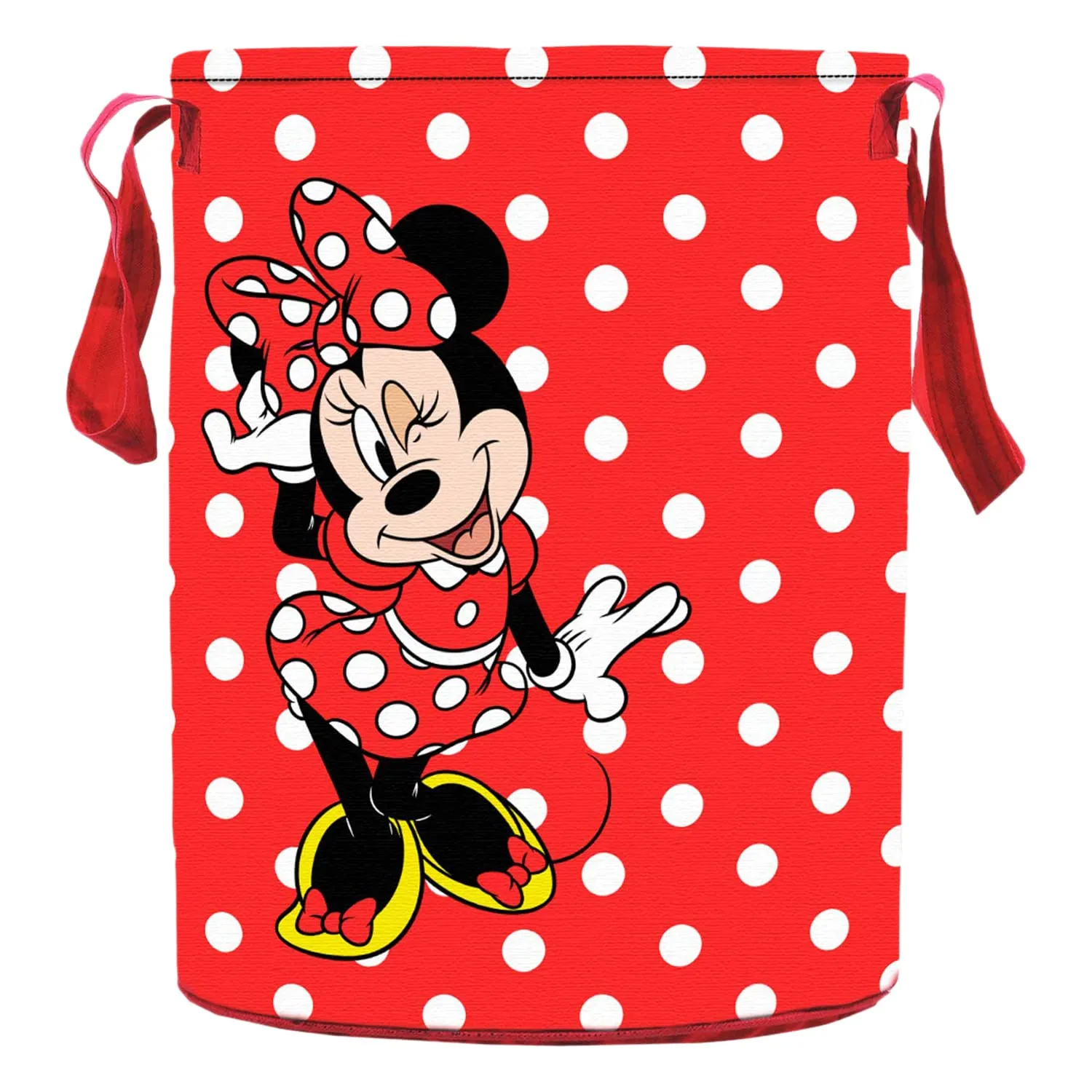 Heart Home Minnie Print Polyester Foldable Large Laundry basket with & Handle 45 liter -Pack of 2 (Red)