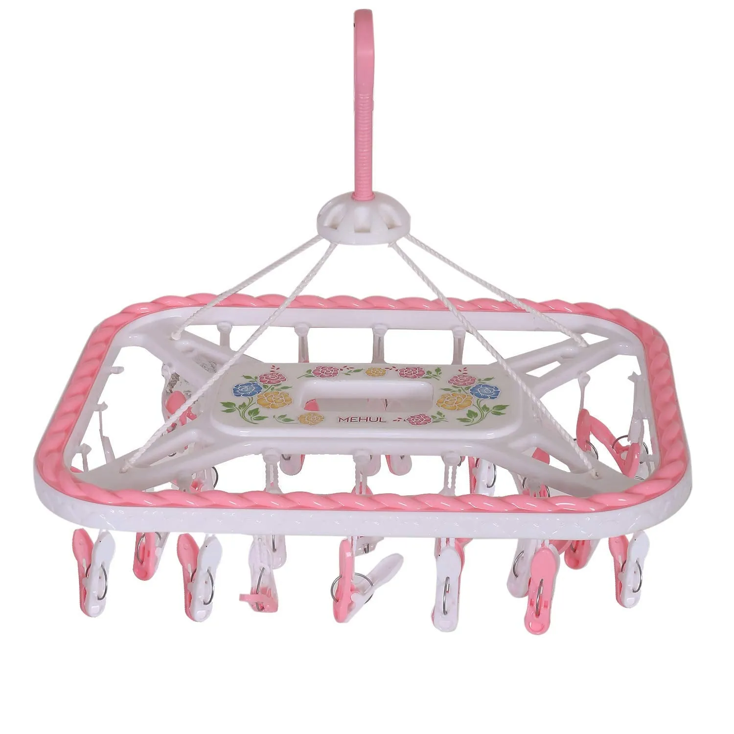 Heart Home Plastic 32 Clips Baby Clothes Hanger (Pink) -CTHH012039