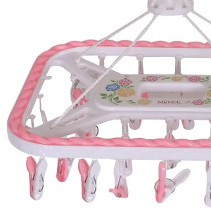 Heart Home Plastic 32 Clips Baby Clothes Hanger (Pink) -CTHH012039