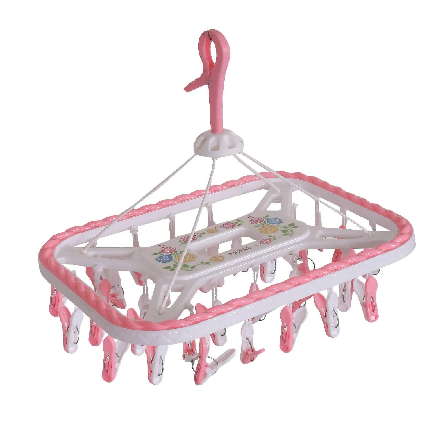 Heart Home Plastic 32 Clips Baby Clothes Hanger (Pink) -CTHH012039