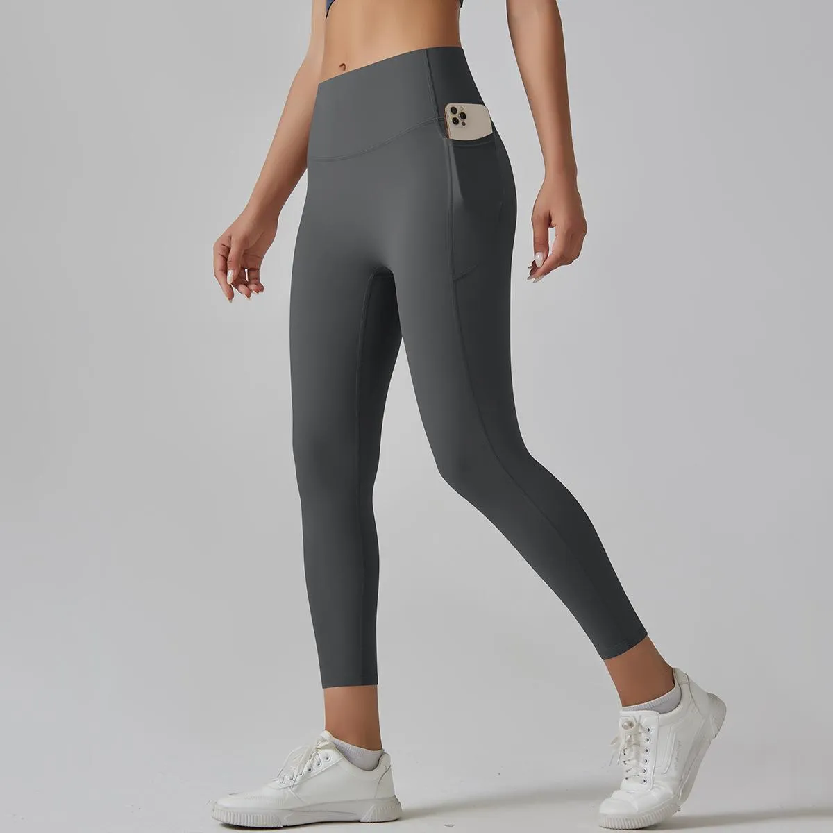 High-Strength Skinny Yoga Pants Composite High Waist Belly Contracting Sports Trousers High Elastic Ultra Thin Quick Drying Fitness Pants for Women